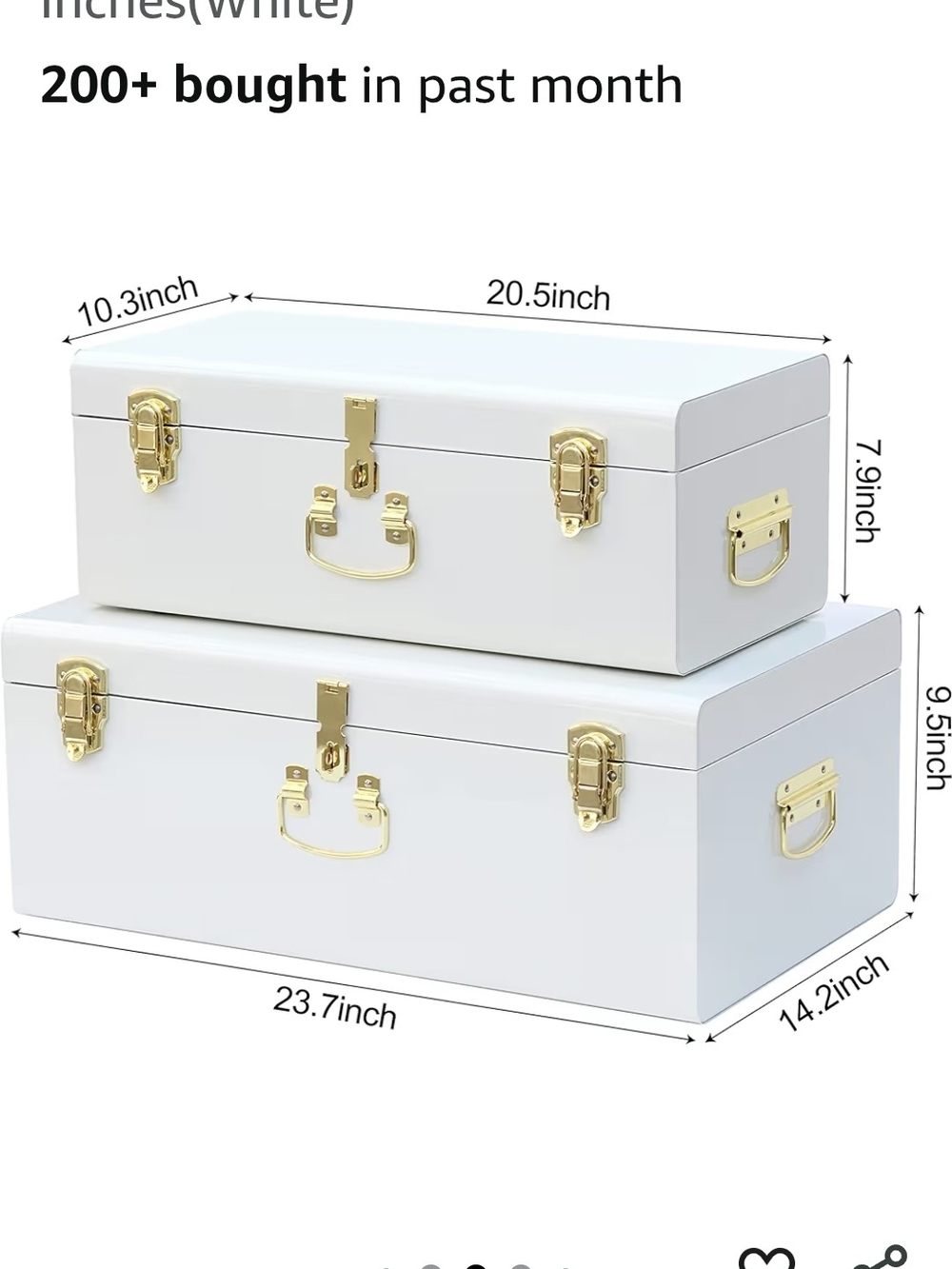 White Decorative Storage Trunk with Gold Hardware - Home Storage & Organization